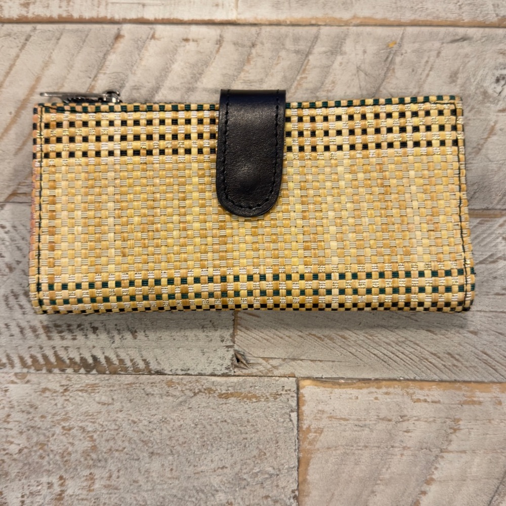 PATRICIA NASH LEATHER RATTAN WALLET CLUTCH